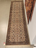 WR124 NAIN Cream | ראנר עבודת יד בסגנון פרסי  צמר 87x304 ס"מ