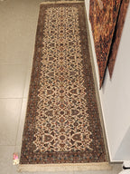 WR124 NAIN Cream | ראנר עבודת יד בסגנון פרסי  צמר 87x304 ס"מ