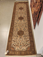 WR120 ISFAHAN Beige |  עבודת יד ראנר עבודת יד בסגנון פרסי צמר 88x301 ס"מ