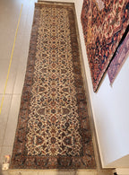 WR136 NAIN Beige |  ראנר עבודת יד צמר בסגנון פרסי 81x303 ס"מ