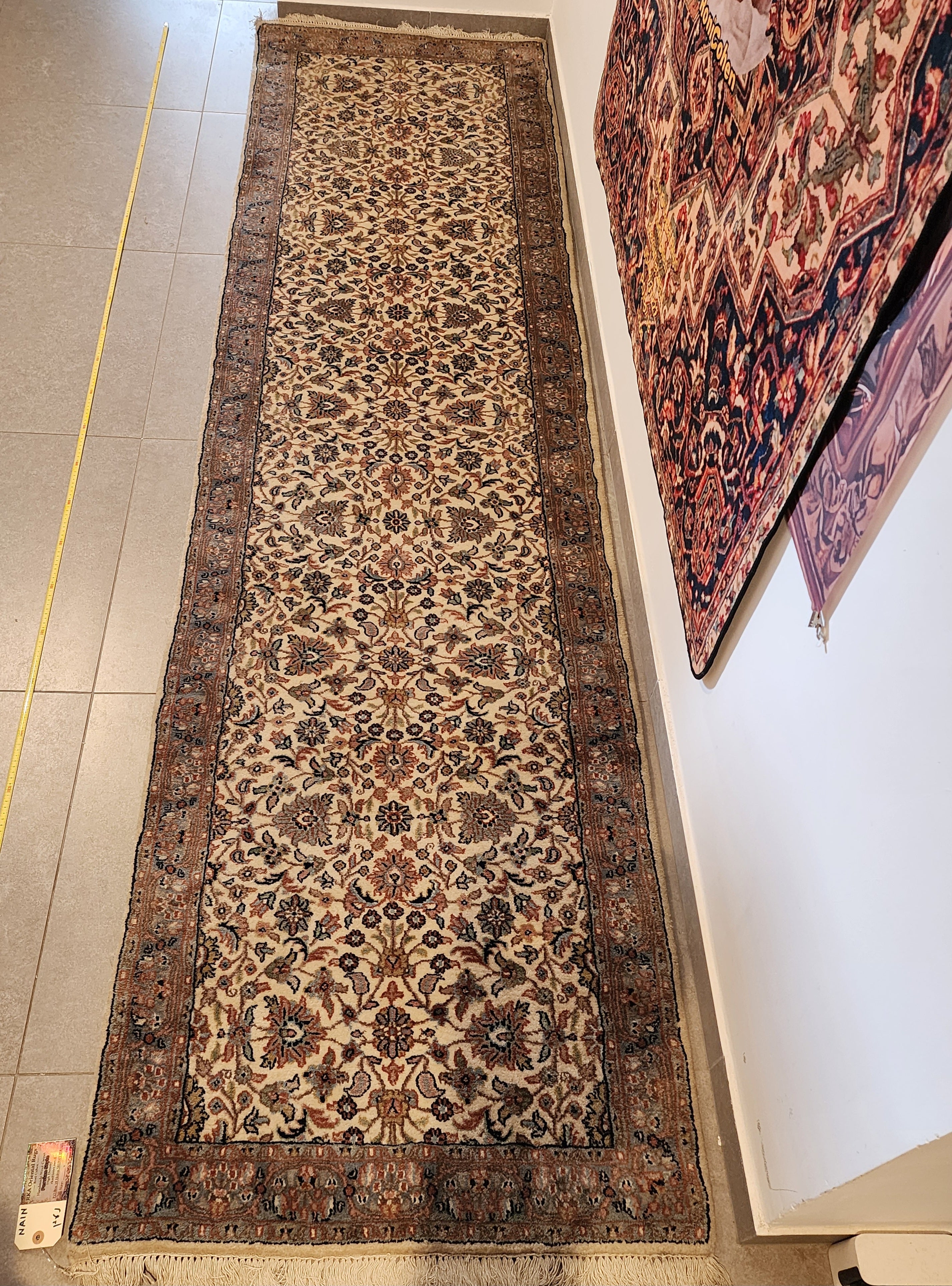 WR136 NAIN Beige |  ראנר עבודת יד צמר בסגנון פרסי 81x303 ס"מ