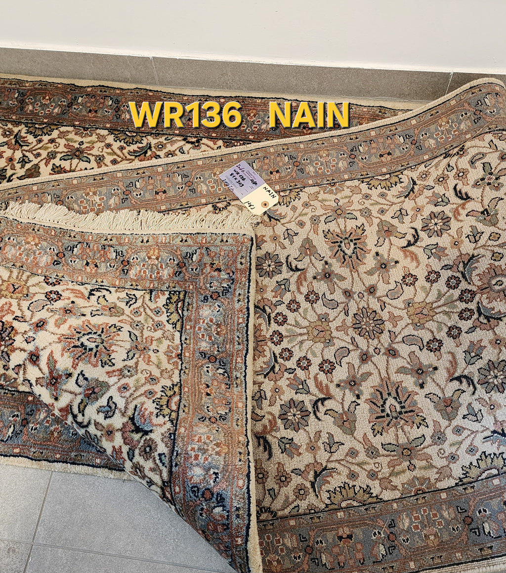 WR136 NAIN Beige |  ראנר עבודת יד צמר בסגנון פרסי 81x303 ס"מ