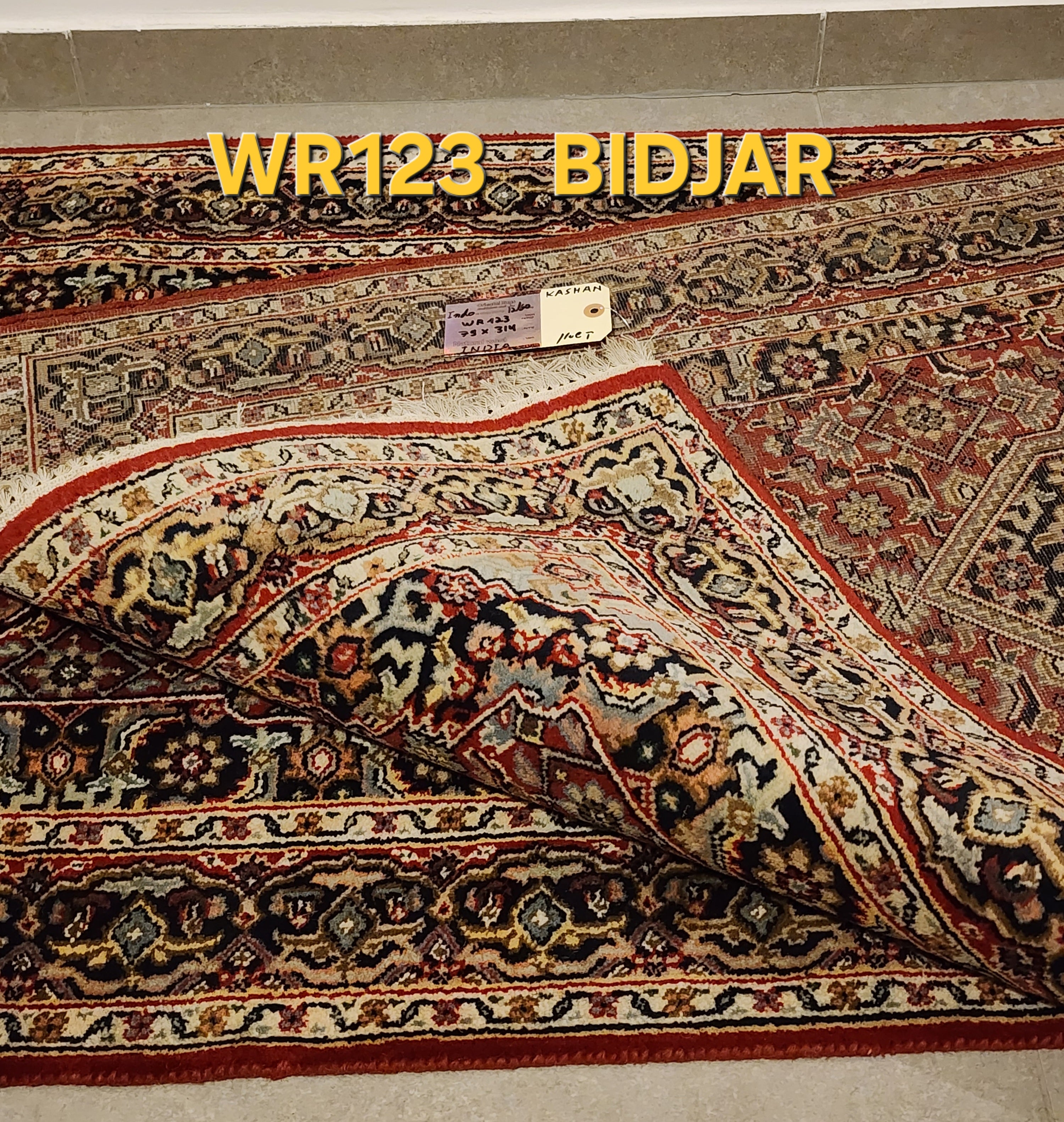 WR123 BIDJAR Red |   ראנר עבודת יד צמר בסגנון פרסי 79x314 ס"מ