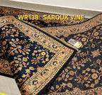 WR138 SAROUK VINE Blue | ראנר עבודת יד צמר בסגנון פרסי 78x339 ס"מ