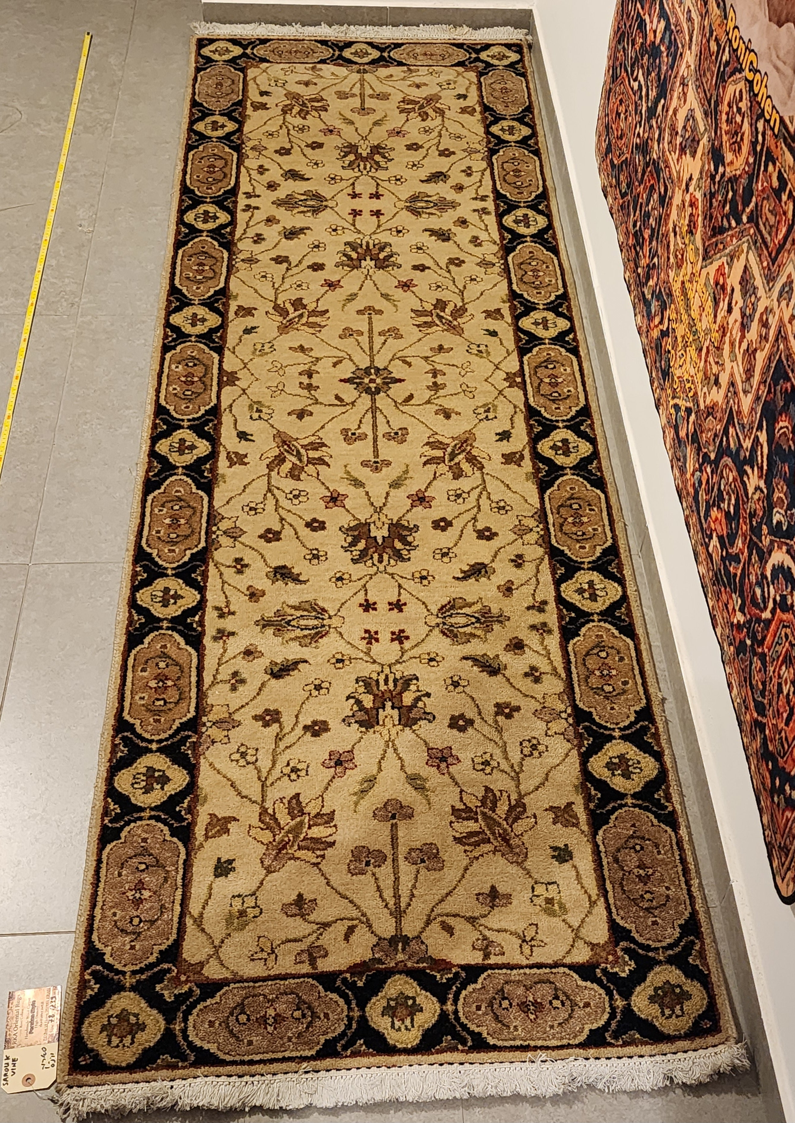 WR303 SAROUK VINE Beige | ראנר עבודת יד צמר בסגנון פרסי 78x239 ס"מ
