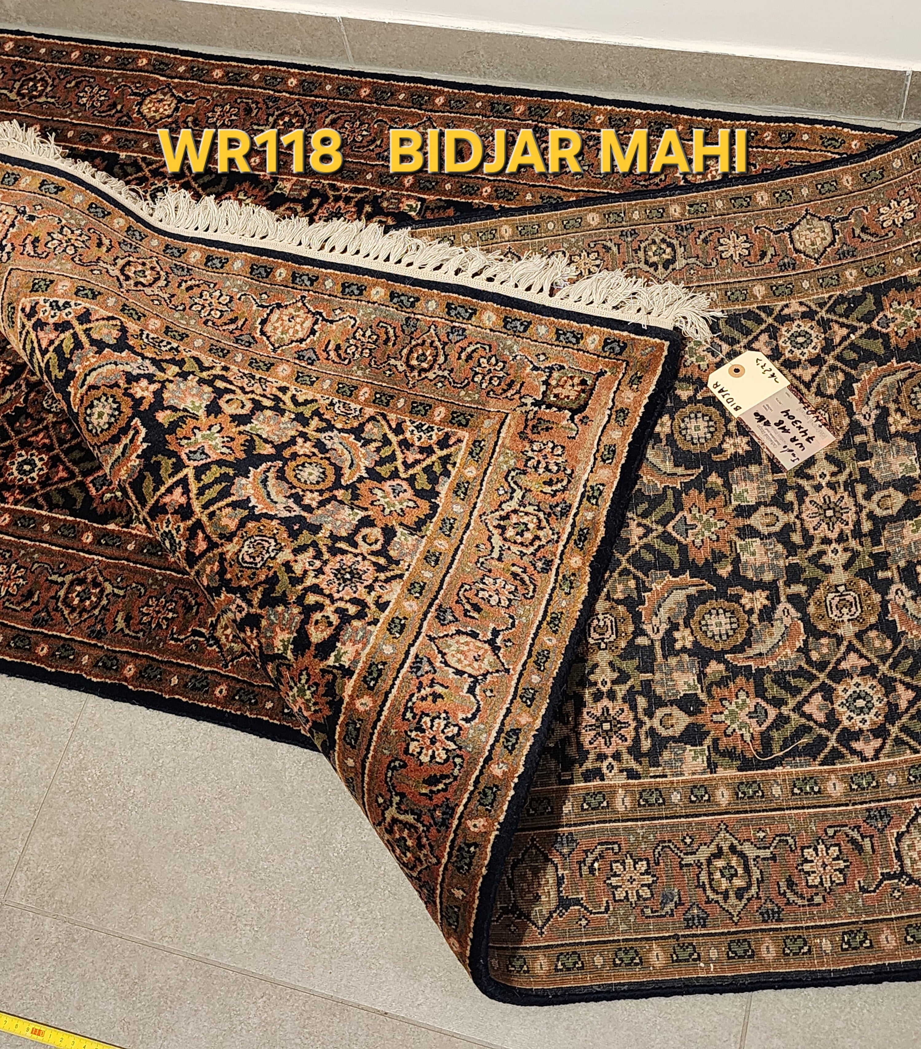 WR118 BIDJAR MAHI Blue | ראנר עבודת יד צמר עבודת יד בסגנון פרסי  74x304 ס"מ