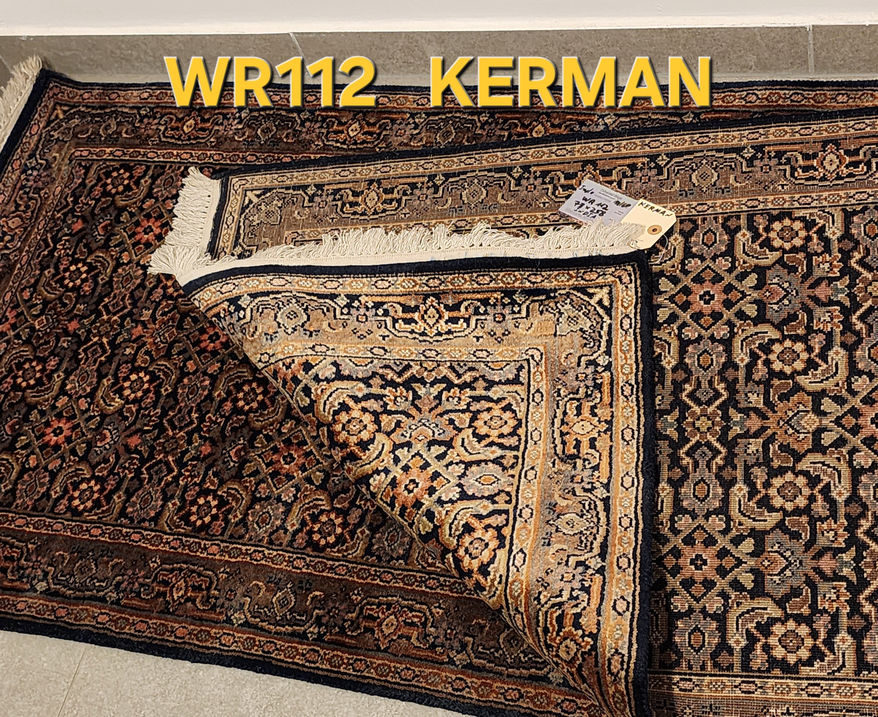 WR112 KERMAN Blue |  ראנר עבודת יד צמר עבודת יד בסגנון פרסי  73x258 ס"מ