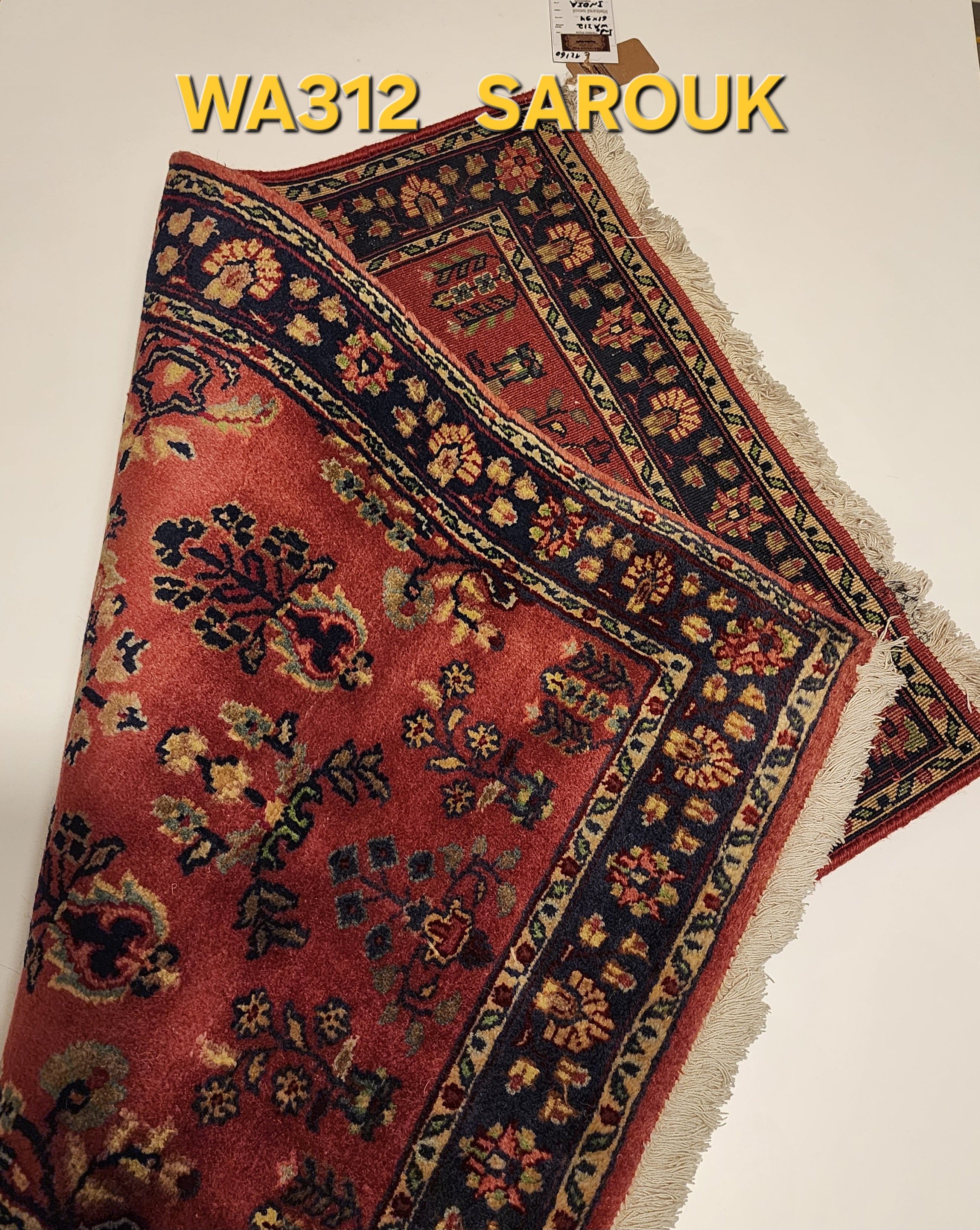 WA312 SAROUK Red | שטיח תפילה צמר עבודת יד בסגנון סארוק פרסי  61x94 ס"מ