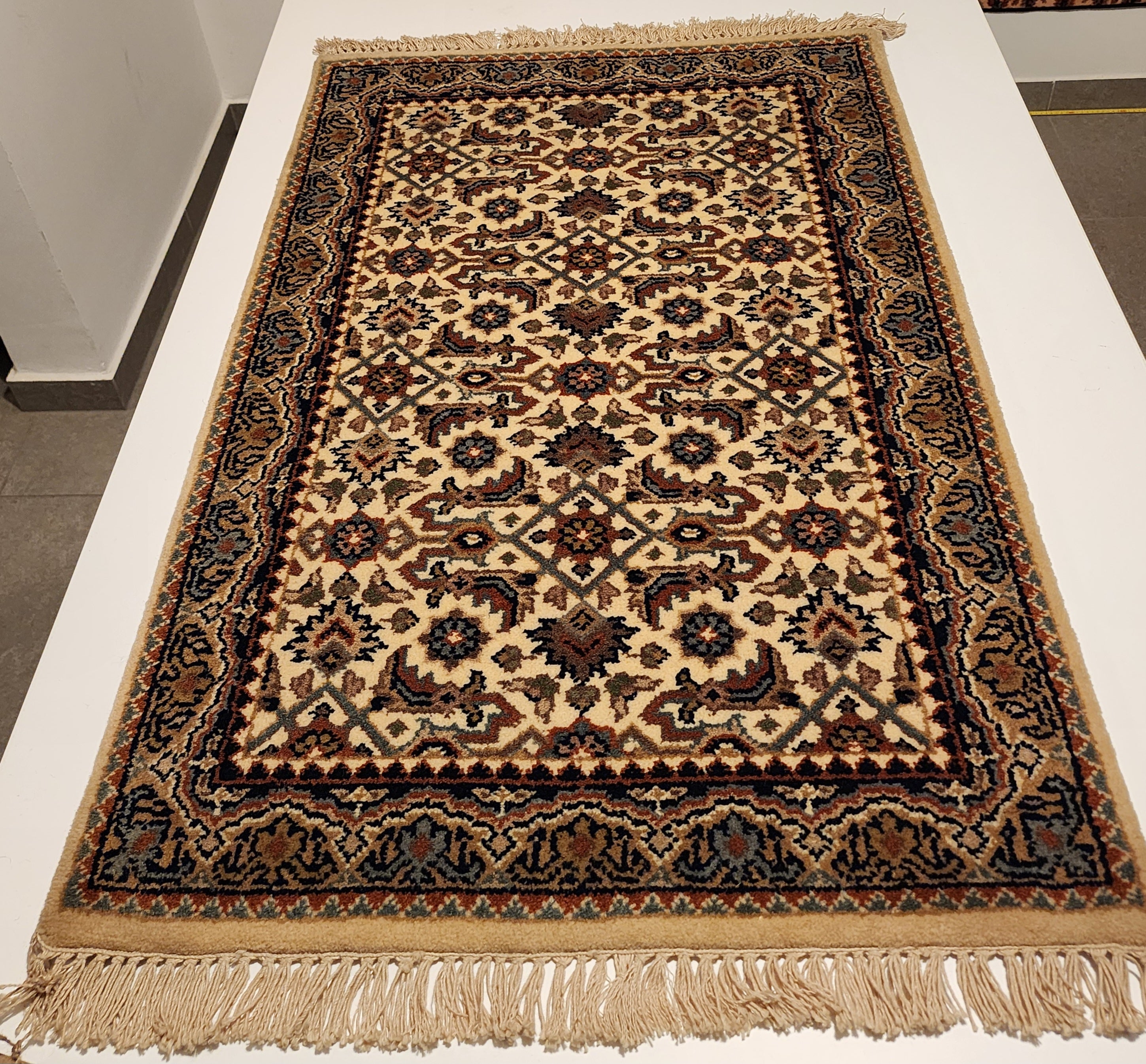 WA317 BIDJAR MAHI Cream | שטיח תפילה צמר עבודת יד בסגנון בידג'אר פרסי  60x90 ס"מ