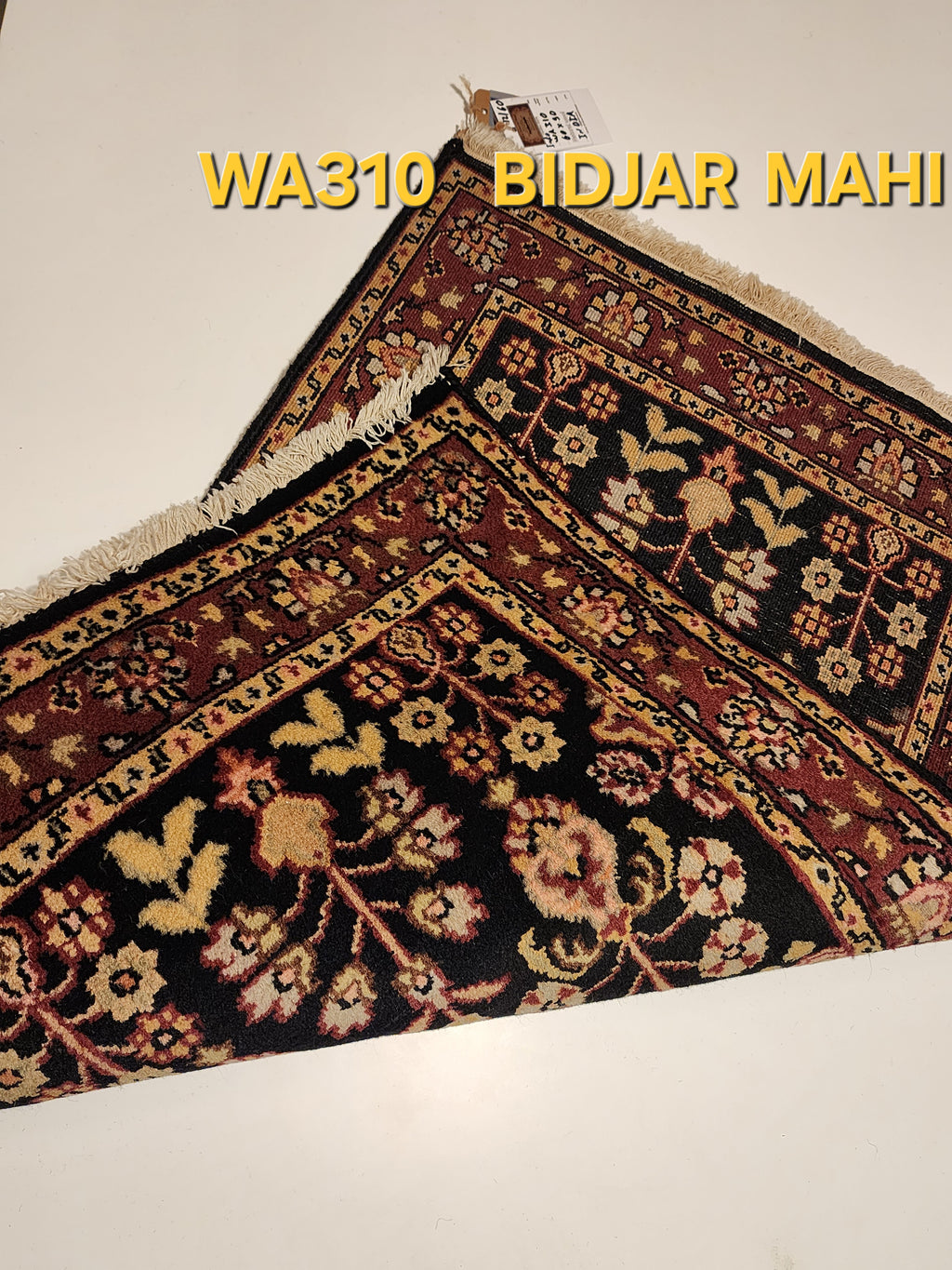 WA310 BIDJAR MAHI Black | שטיח תפילה צמר עבודת יד בסגנון בידג'אר פרסי  60x90 ס"מ