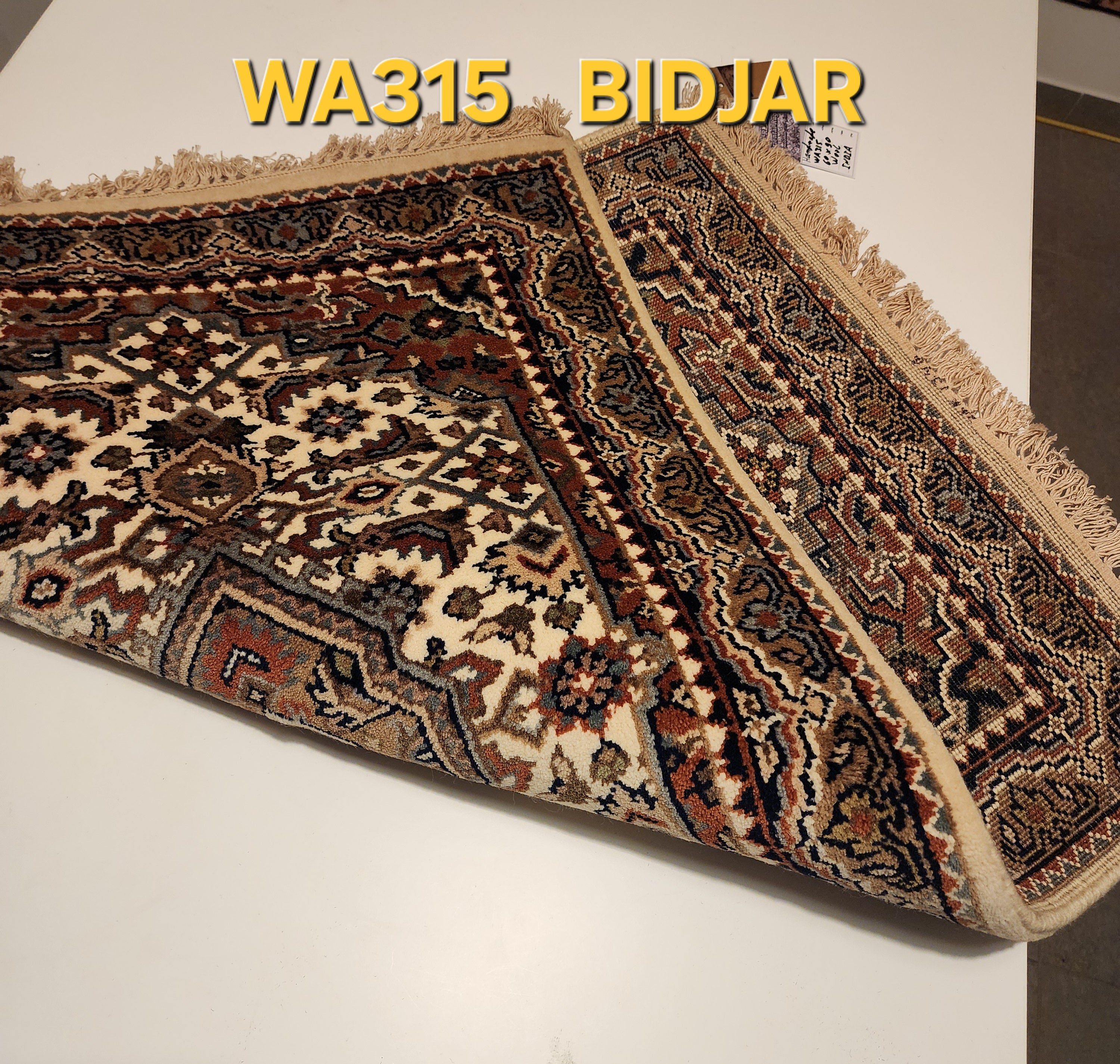 WA315 BIDJAR Cream | שטיח תפילה צמר עבודת יד בסגנון בידג'אר פרסי  60x90 ס"מ