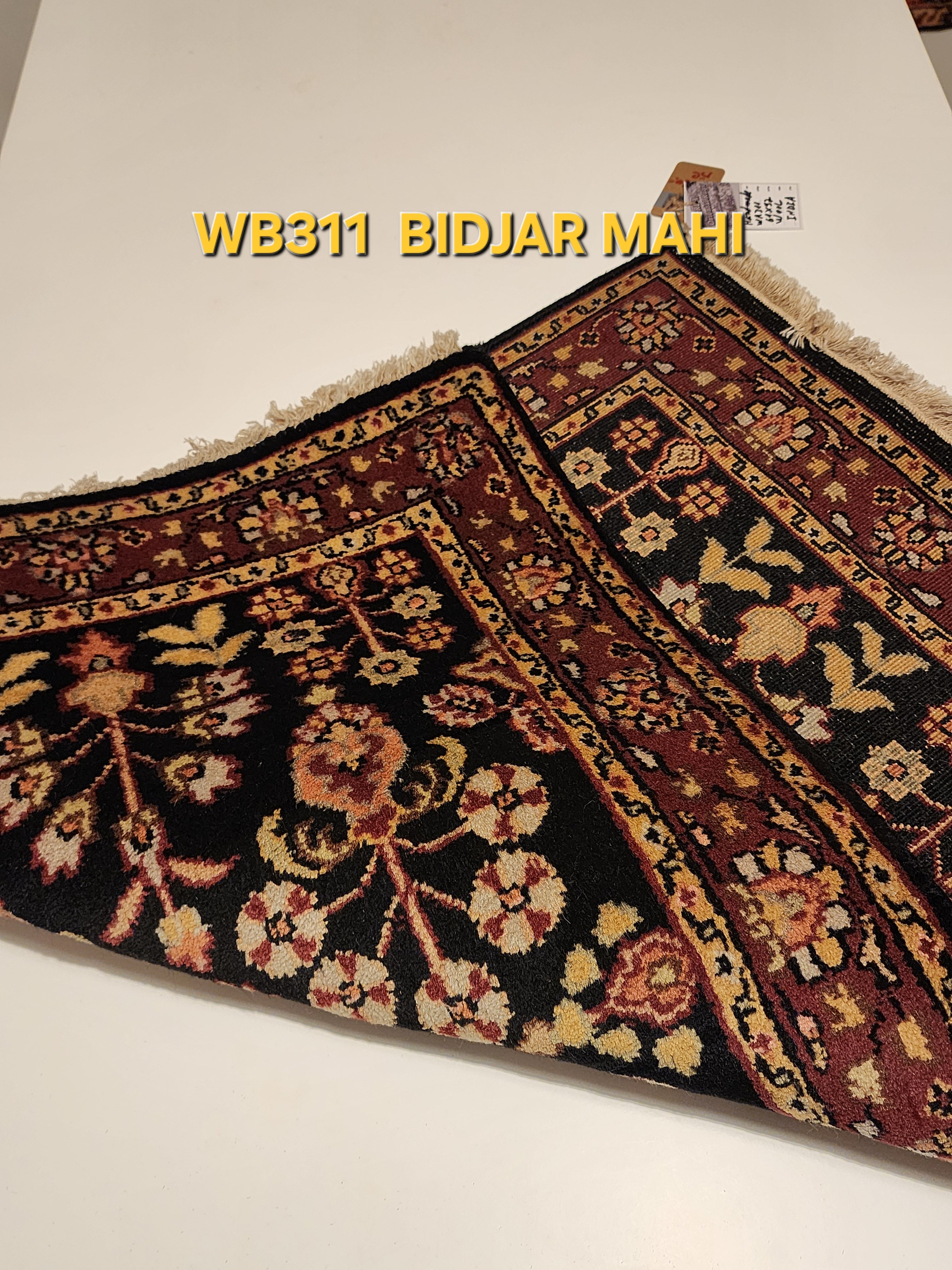 WA311 BIDJAR MAHI Black | שטיח תפילה צמר עבודת יד בסגנון בידג'אר פרסי  61x92 ס"מ