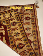 WB306 HERIZ Red | שטיח צמר עבודת יד בסגנון הריז פרסי  89x91 ס"מ