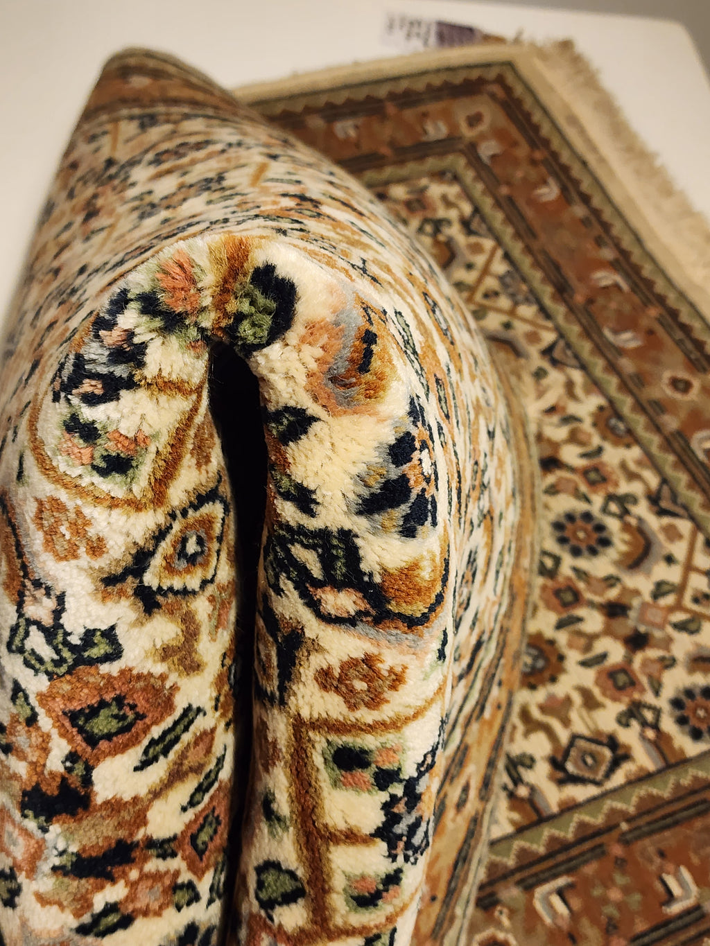 WB184 TABRIZ MAHI Cream | שטיח צמר עבודת יד בסגנון טבריז מאהי פרסי  74x139 ס"מ