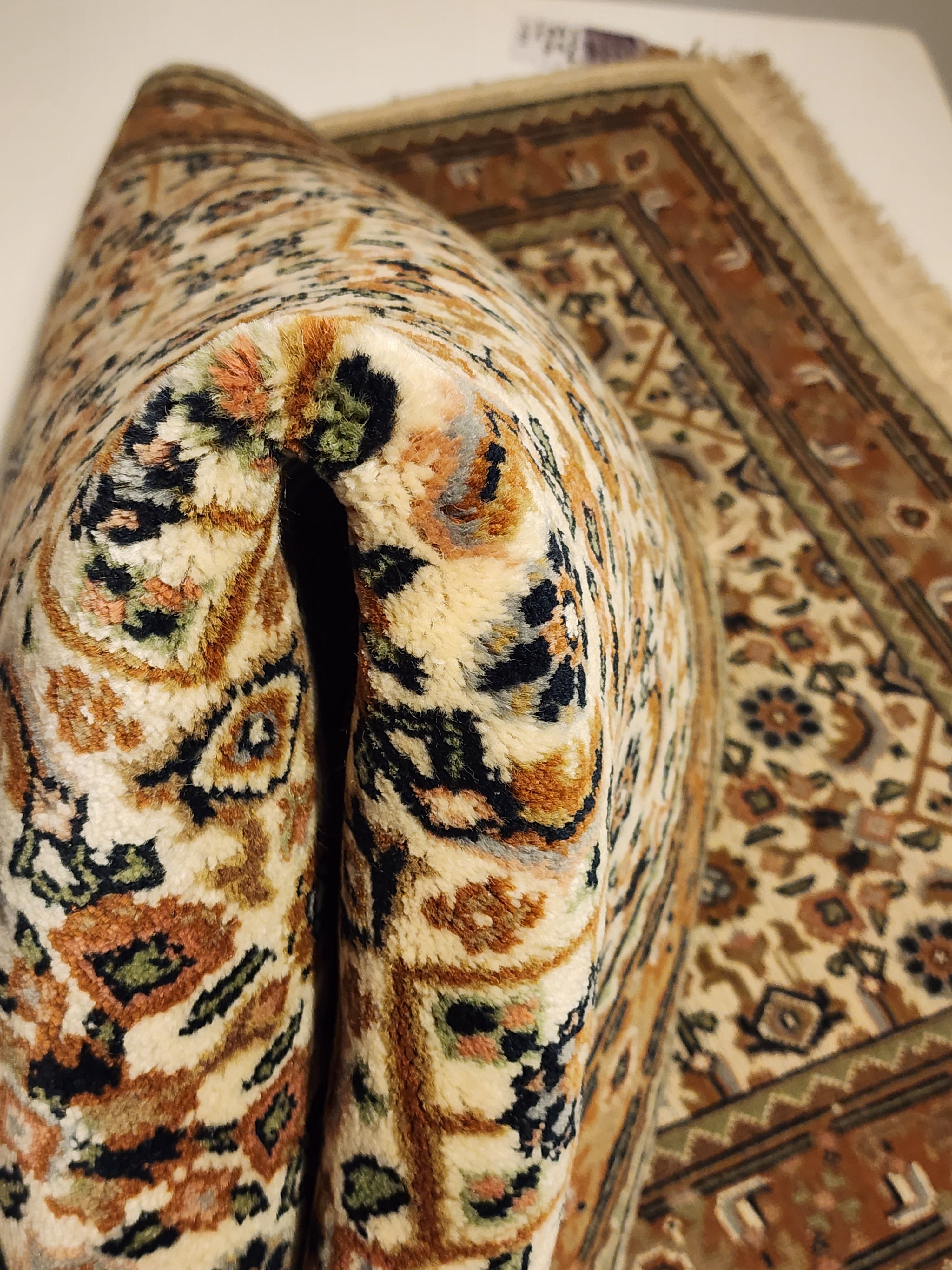 WB184 TABRIZ MAHI Cream | שטיח צמר עבודת יד בסגנון טבריז מאהי פרסי  74x139 ס"מ