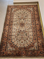 WC168 ISFAHAN Beige | שטיח צמר עבודת יד בסגנון איספהן פרסי  95x161 ס"מ