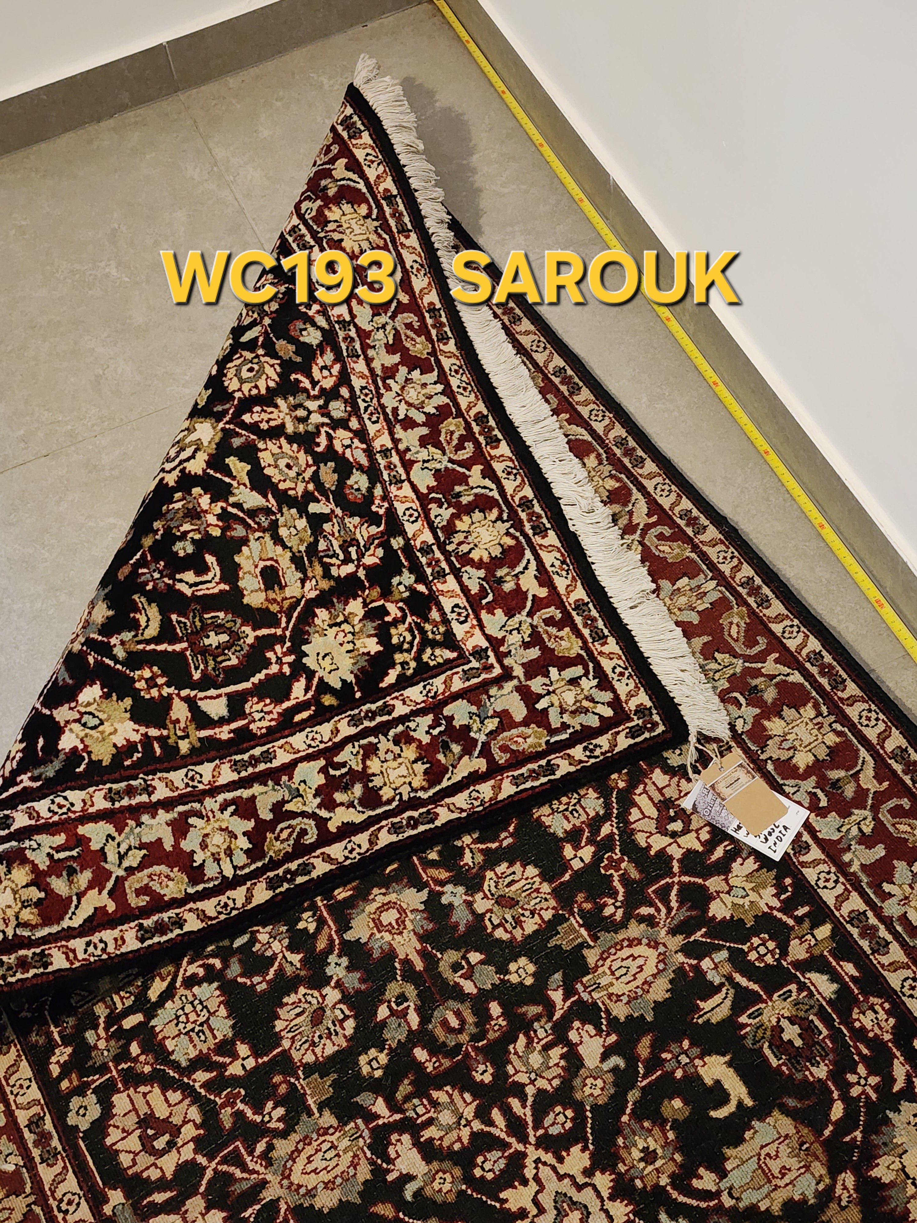 WC193 SAROUK Black | שטיח צמר עבודת יד בסגנון סארוק פרסי  91x153 ס"מ