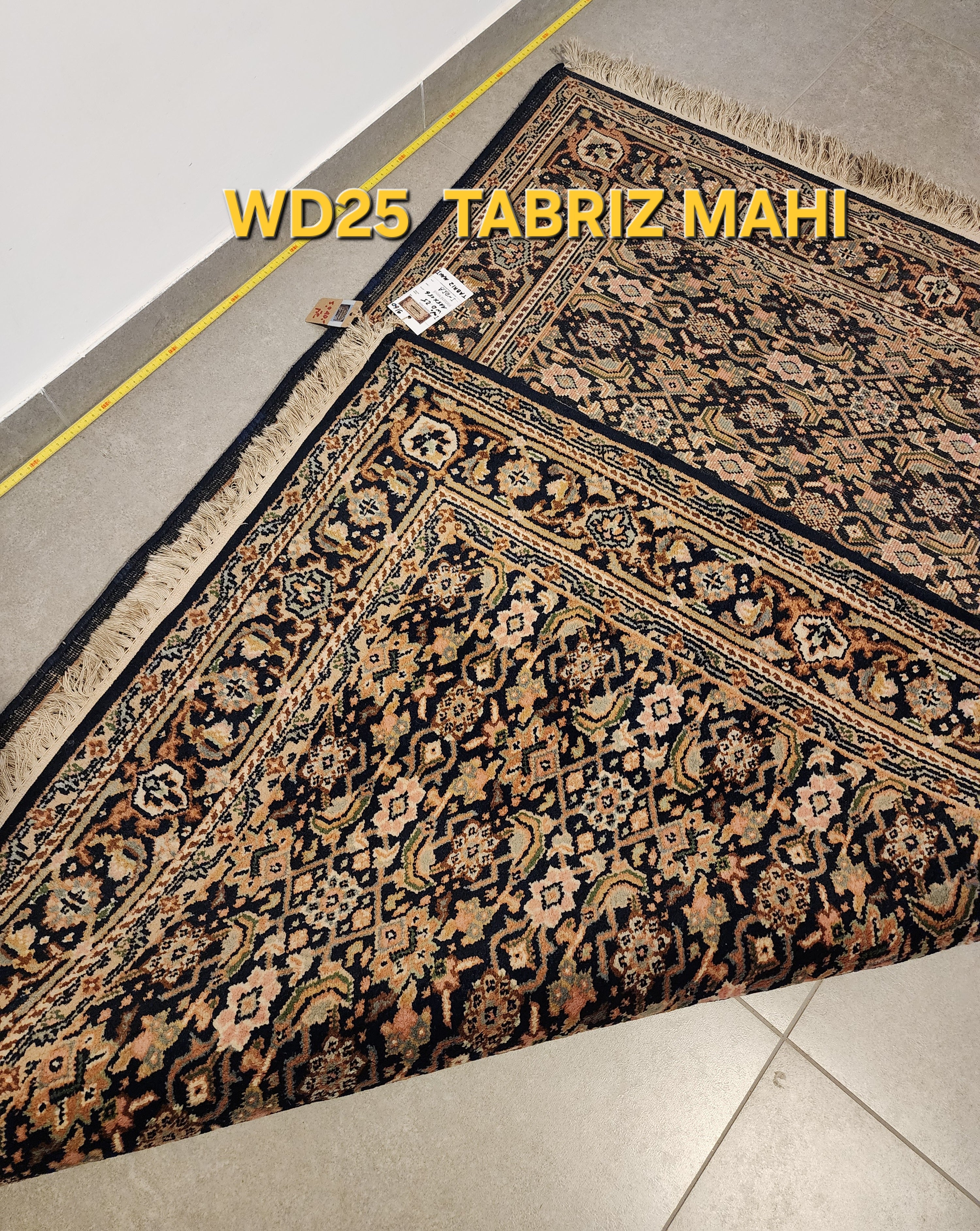 WD25 TABRIZ MAHI Blue | שטיח צמר עבודת יד בסגנון טבריז מאהי פרסי  115x156 ס"מ