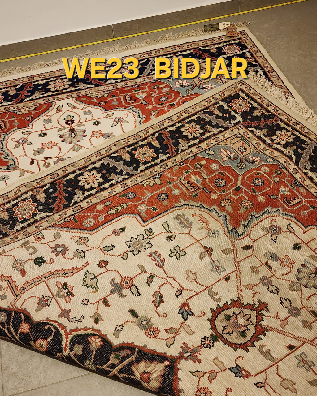 WE23 BIDJAR Cream | שטיח צמר עבודת יד בסגנון פרסי  175x252 ס"מ