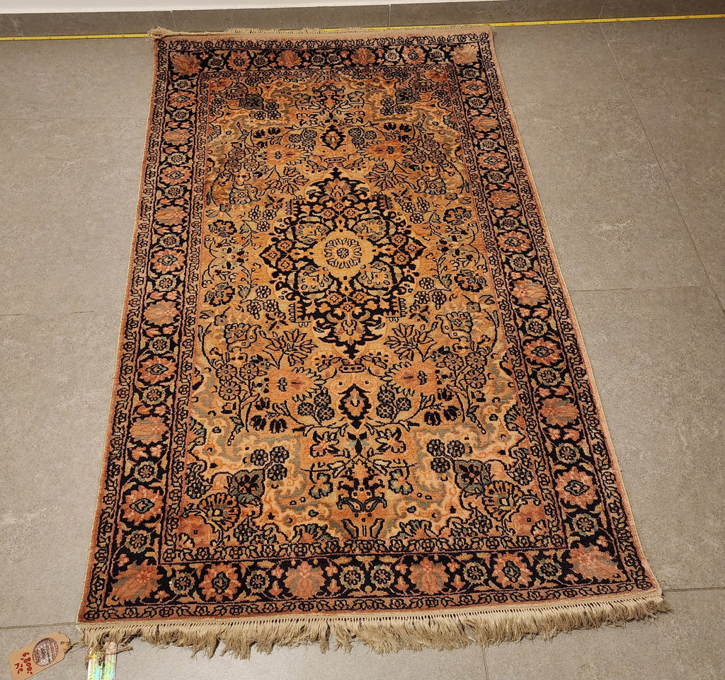 SLK325 KASHMIR ISFAHAN Orange | שטיח קשמיר משי עבודת יד איספהן 92x148 ס"מ
