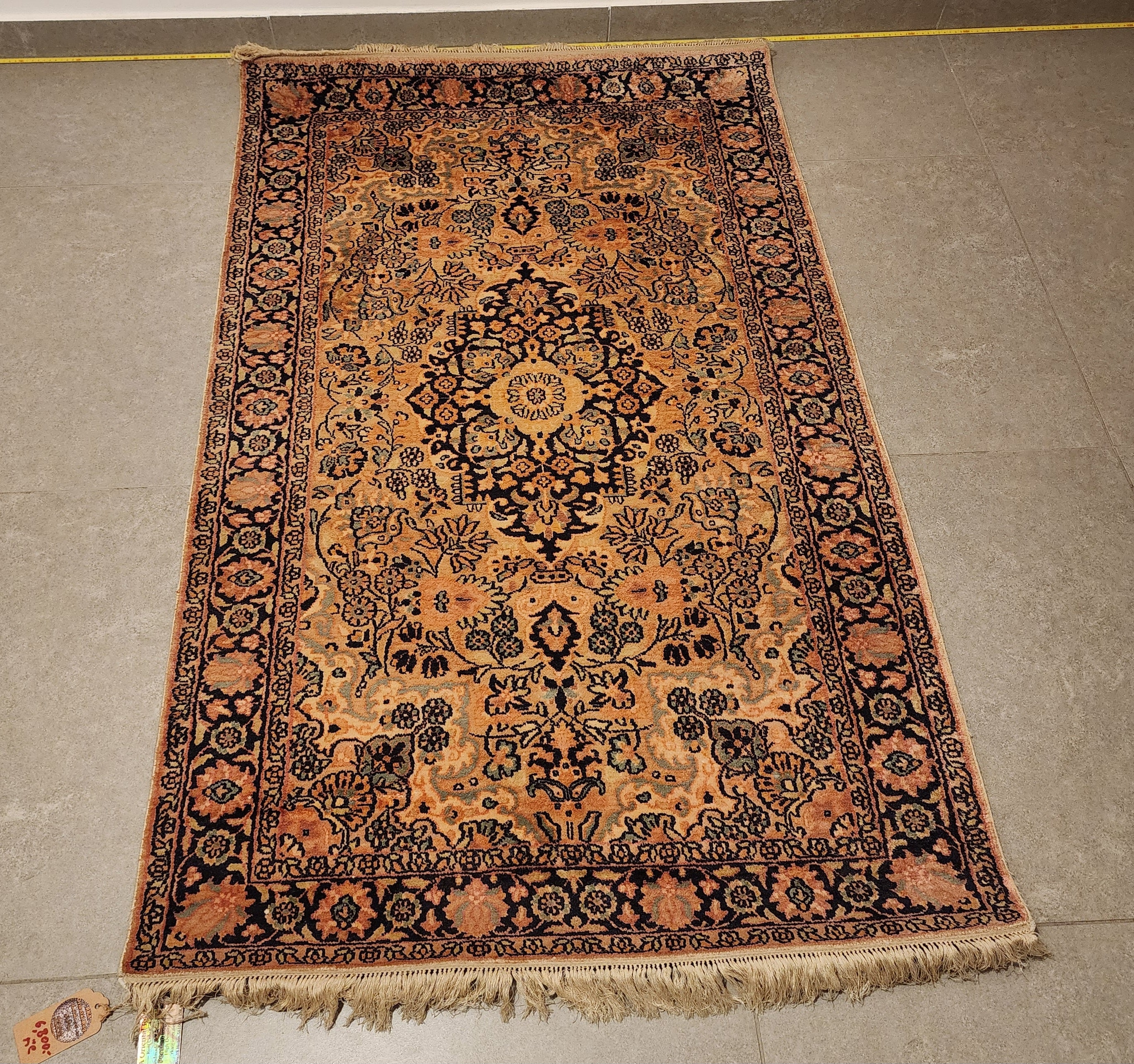 SLK325 KASHMIR ISFAHAN Orange | שטיח קשמיר משי עבודת יד איספהן 92x148 ס"מ