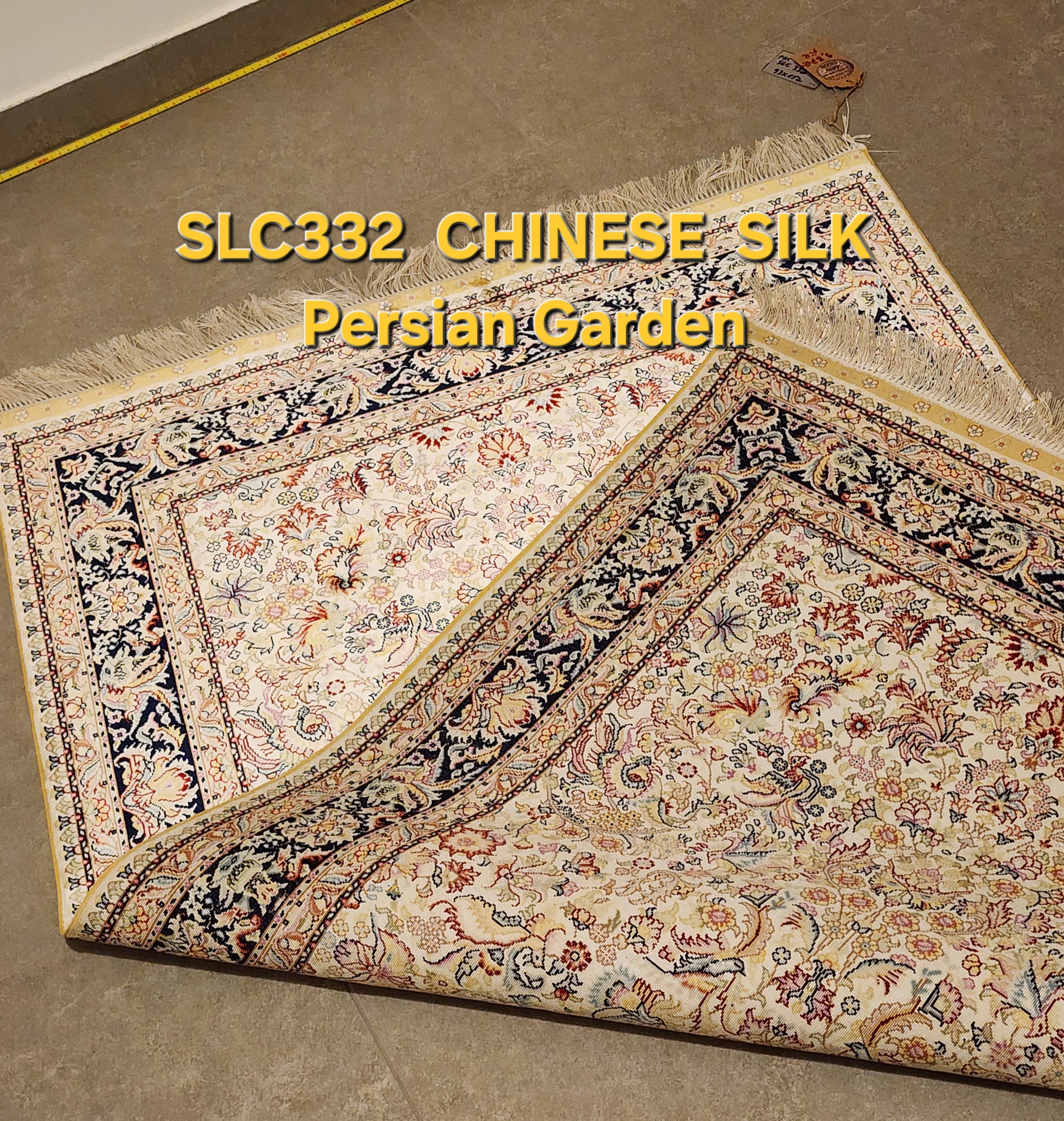 SLC332 SILK PERSIAN GARDEN | שטיח משי עבודת יד הגן הפרסי  100% 93x152 ס"מ