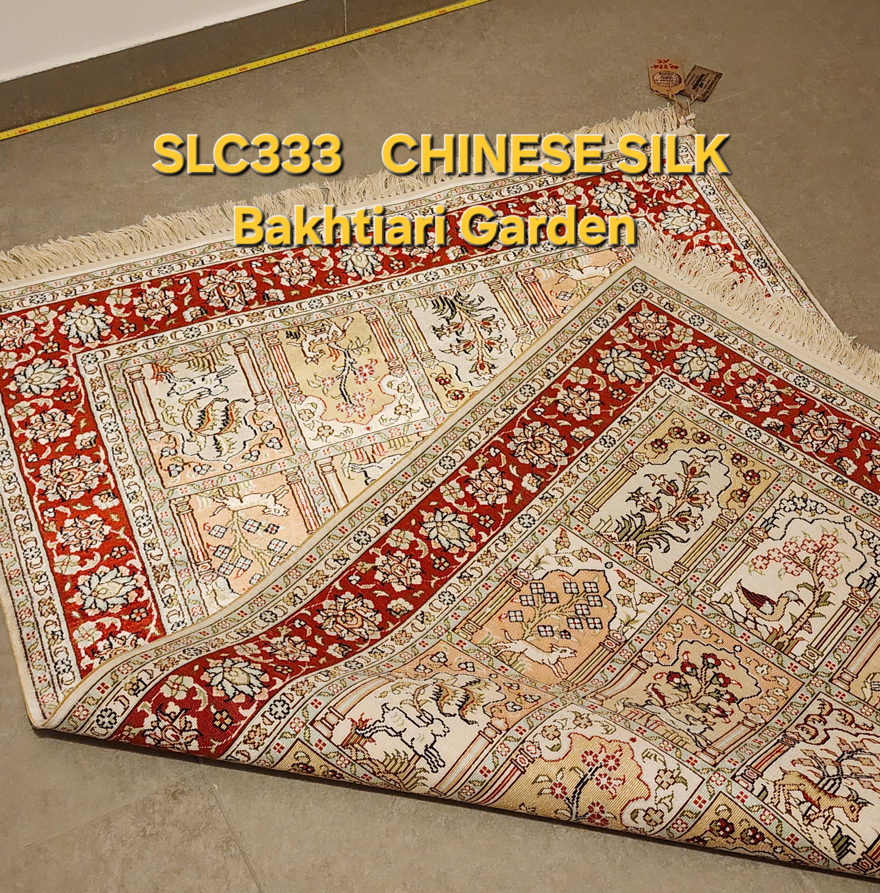 SLC333 SILK BAKHTIARI GARDEN | שטיח משי עבודת יד בחטיאר 100% 96x152 ס"מ