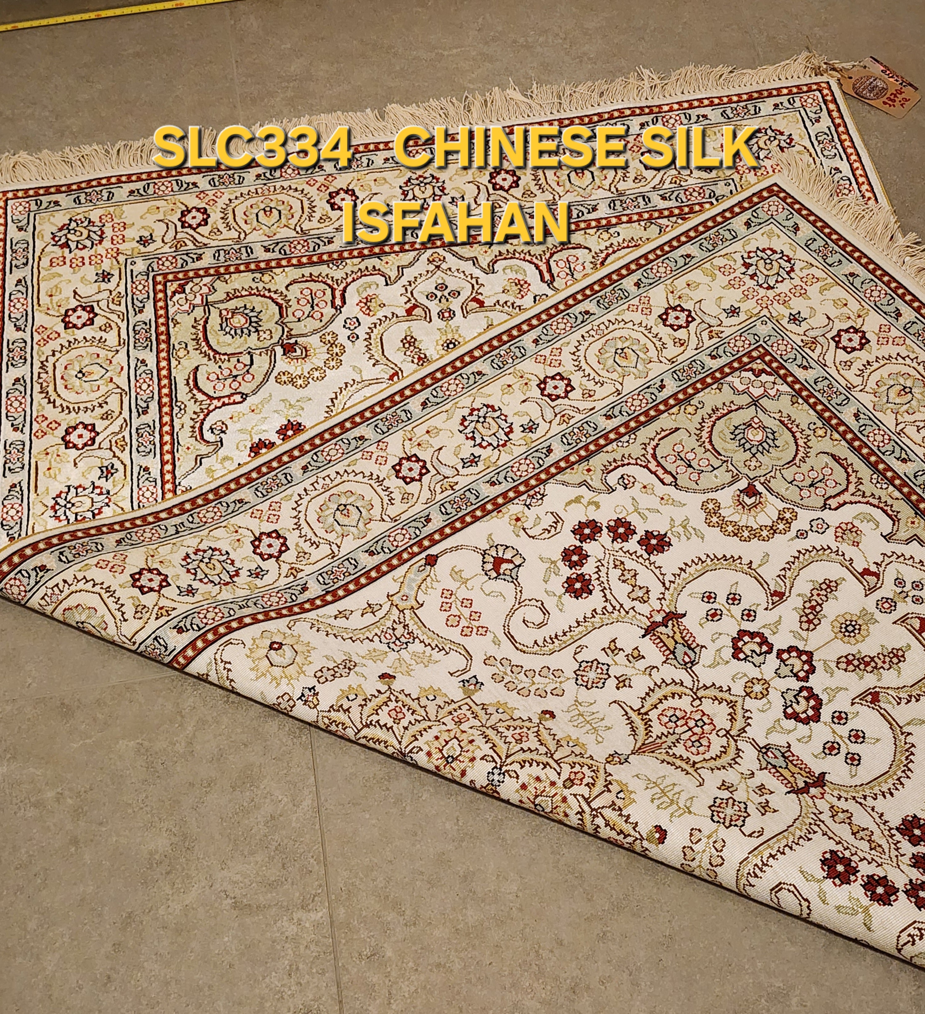 SLC334 SILK ISFAHAN | שטיח משי עבודת יד איספהן  100% 94x150 ס"מ