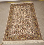 SLC335 SILK TABRIZ MAHI | שטיח משי עבודת יד טבריז מאהי 100% 90x151 ס"מ
