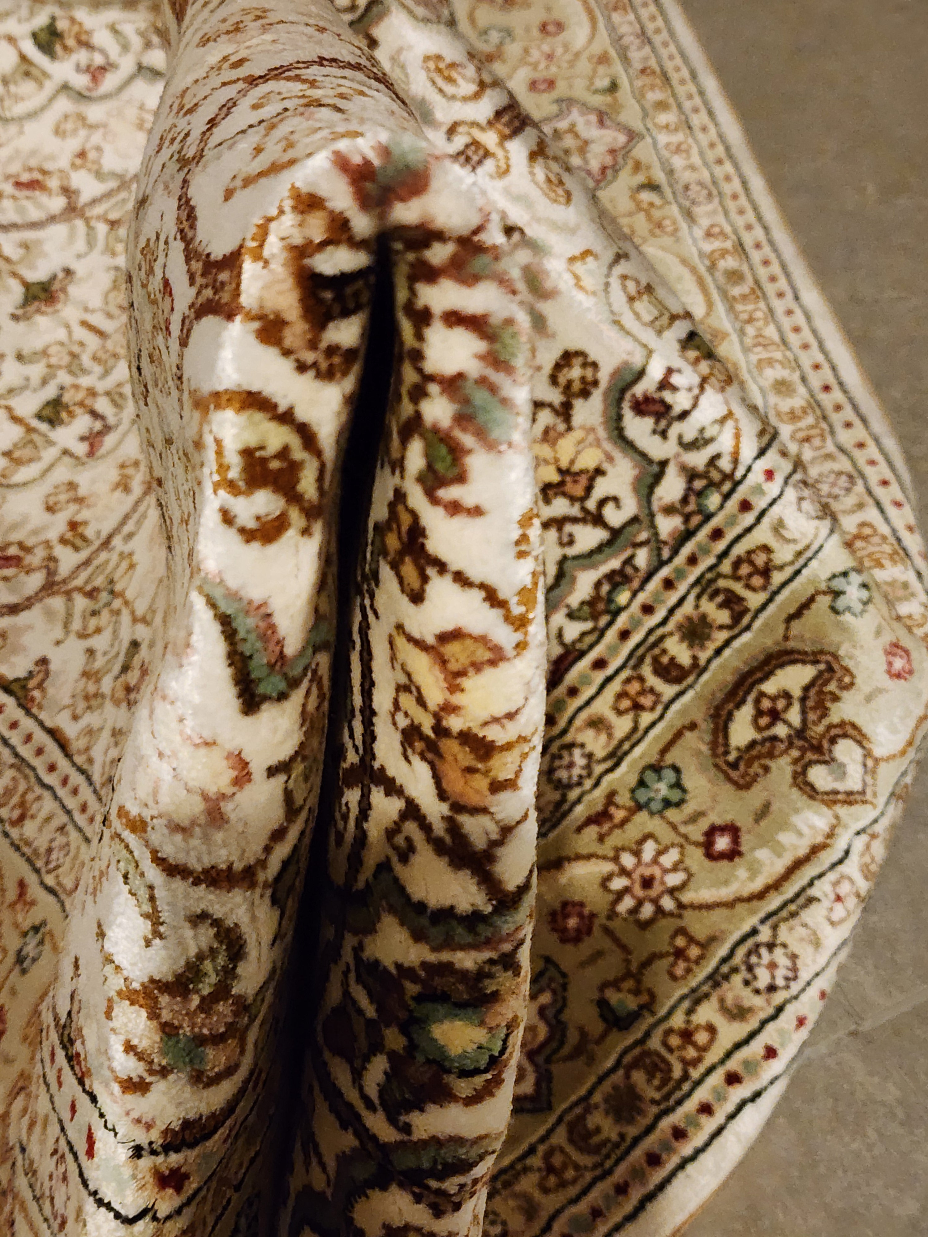 SLC335 SILK TABRIZ MAHI | שטיח משי עבודת יד טבריז מאהי 100% 90x151 ס"מ