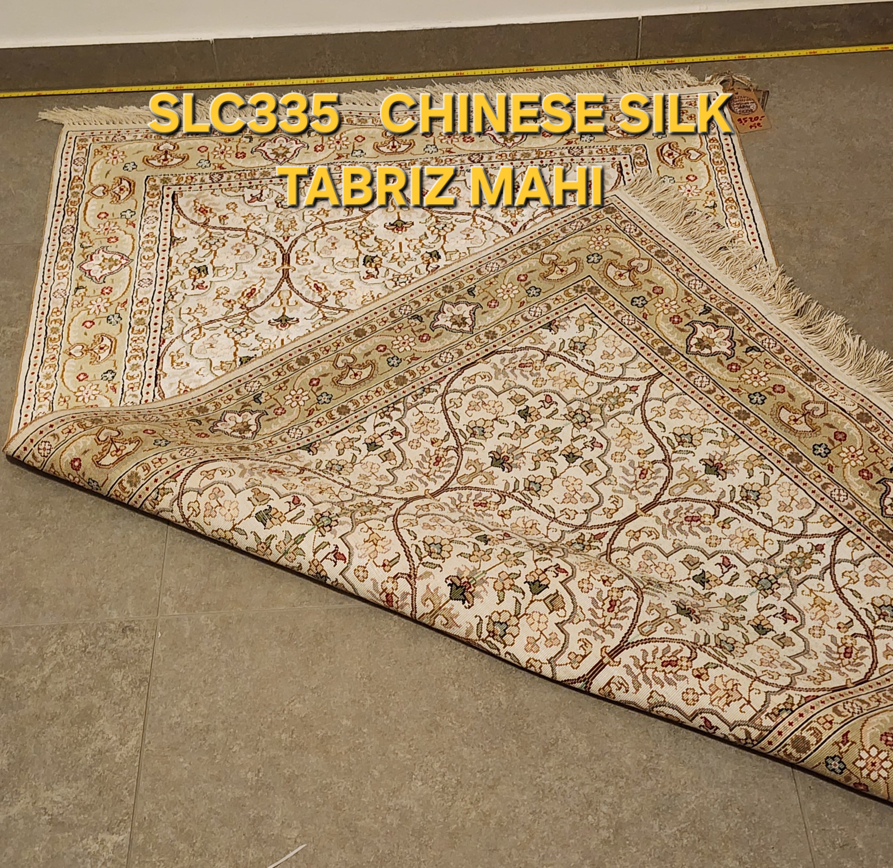 SLC335 SILK TABRIZ MAHI | שטיח משי עבודת יד טבריז מאהי 100% 90x151 ס"מ
