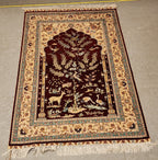 SLC329 SILK QOM Tree of Life | שטיח משי עבודת יד קום עץ החיים 100% 76x118 ס"מ