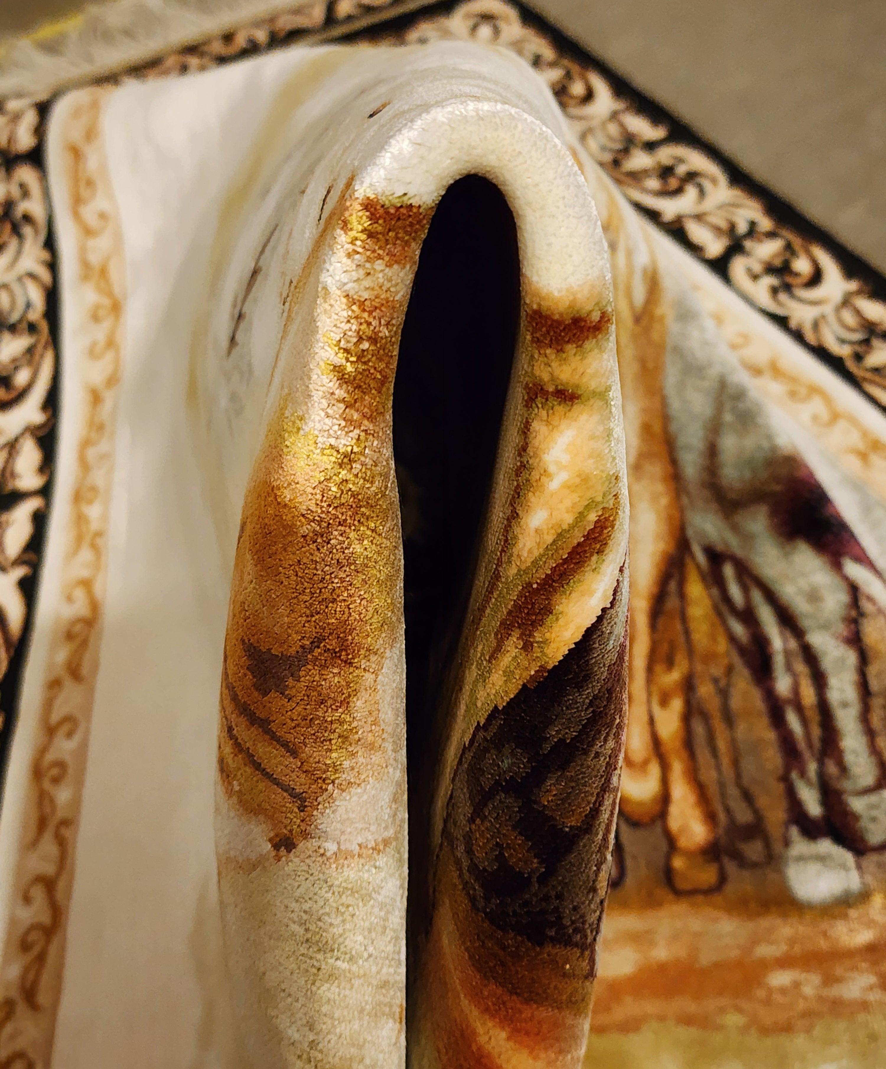 SLC331 SILK Horses Picture | שטיח אומנותי סוסים משי עבודת יד 100% 91x122 ס"מ