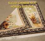 SLC331 SILK Horses Picture | שטיח אומנותי סוסים משי עבודת יד 100% 91x122 ס"מ