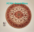 PC104 3D Printed Carpet Cream/Red Round 60cm | שטיח מודפסבסגנון פרסי אוריינטלי תלת ממד עגול קרם/אדום 60 ס"מ