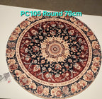 PC105 3D Printed Carpet Blue/Red Round 78cm | שטיח מודפס בסגנון פרסי אוריינטלי 3D עגול כחול/אדום 78 ס"מ