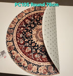 PC105 3D Printed Carpet Blue/Red Round 78cm | שטיח מודפס בסגנון פרסי אוריינטלי 3D עגול כחול/אדום 78 ס"מ
