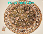 PC106 3D Printed Carpet Green/Cream Round 78cm | שטיח מודפס בסגנון פרסי אוריינטלי 3D עגול ירוק/קרם 78 ס"מ