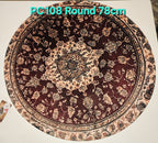 PC108 3D Printed Carpet Brown Round 78cm | שטיח מודפס בסגנון פרסי אוריינטלי 3D עגול חום 78 ס"מ