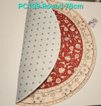 PC109 3D Printed Carpet Red/Cream Round 78cm | שטיח מודפס בסגנון פרסי אוריינטלי 3D עגול אדום/קרם 78 ס"מ