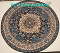 PC110 3D Printed Carpet Blue Round 80cm | שטיח מודפס בסגנון פרסי אוריינטלי 3D עגול כחול 80 ס"מ