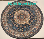 PC110 3D Printed Carpet Blue Round 80cm | שטיח מודפס בסגנון פרסי אוריינטלי 3D עגול כחול 80 ס"מ