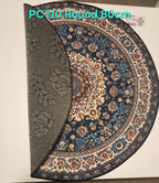 PC110 3D Printed Carpet Blue Round 80cm | שטיח מודפס בסגנון פרסי אוריינטלי 3D עגול כחול 80 ס"מ