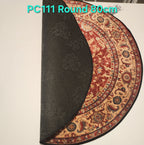 PC111 3D Printed Carpet Red/Brown Round 80cm | שטיח מודפס בסגנון פרסי אוריינטלי 3D עגול אדום/חום 80 ס"מ