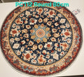 PC112 3D Printed Carpet Blue Round 80cm | שטיח מודפס בסגנון פרסי אוריינטלי 3D עגול כחול 80 ס"מ
