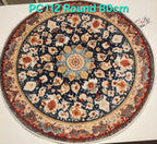 PC112 3D Printed Carpet Blue Round 80cm | שטיח מודפס בסגנון פרסי אוריינטלי 3D עגול כחול 80 ס"מ
