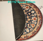PC112 3D Printed Carpet Blue Round 80cm | שטיח מודפס בסגנון פרסי אוריינטלי 3D עגול כחול 80 ס"מ