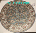 PC113 3D Printed Carpet Blue/Gray Round 80cm | שטיח מודפס בסגנון פרסי אוריינטלי 3D עגול כחול/אפור 80 ס"מ