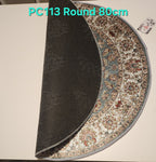 PC113 3D Printed Carpet Blue/Gray Round 80cm | שטיח מודפס בסגנון פרסי אוריינטלי 3D עגול כחול/אפור 80 ס"מ