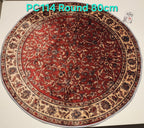PC114 3D Printed Carpet Red/Brown Round 80cm | שטיח מודפס בסגנון פרסי אוריינטלי 3D עגול אדום חום 80 ס"מ